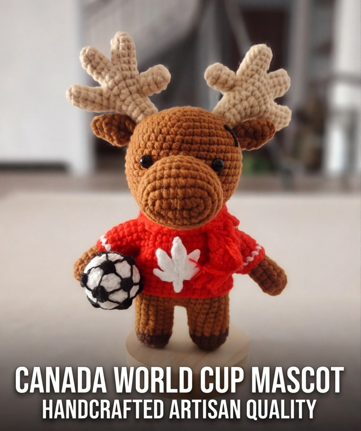 Handmade Crochet Soccer Mascot Trio – Jaguar, Moose & Bald Eagle