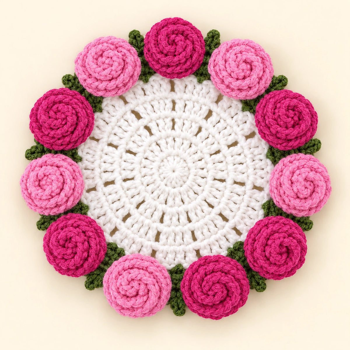 Pink Mix · Unfolded rose coaster