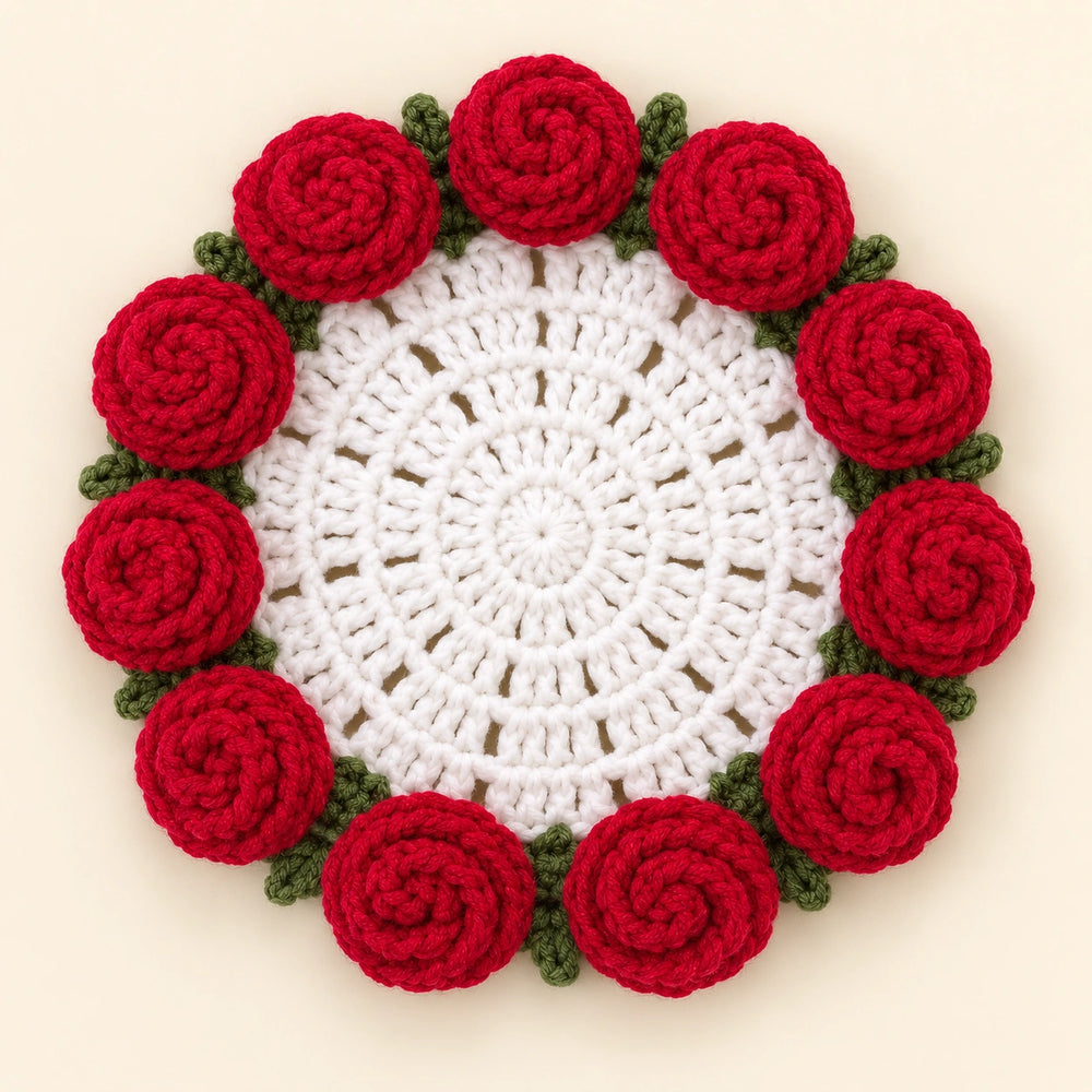 Red rose coaster unfolded