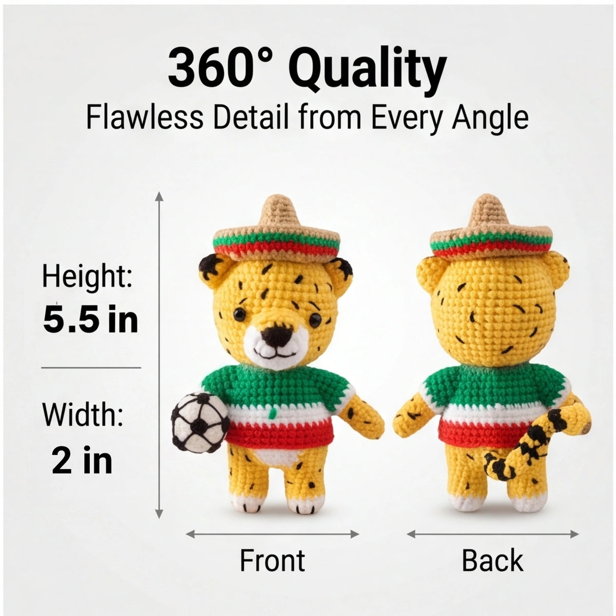 Handmade Crochet Soccer Mascot Trio – Jaguar, Moose & Bald Eagle