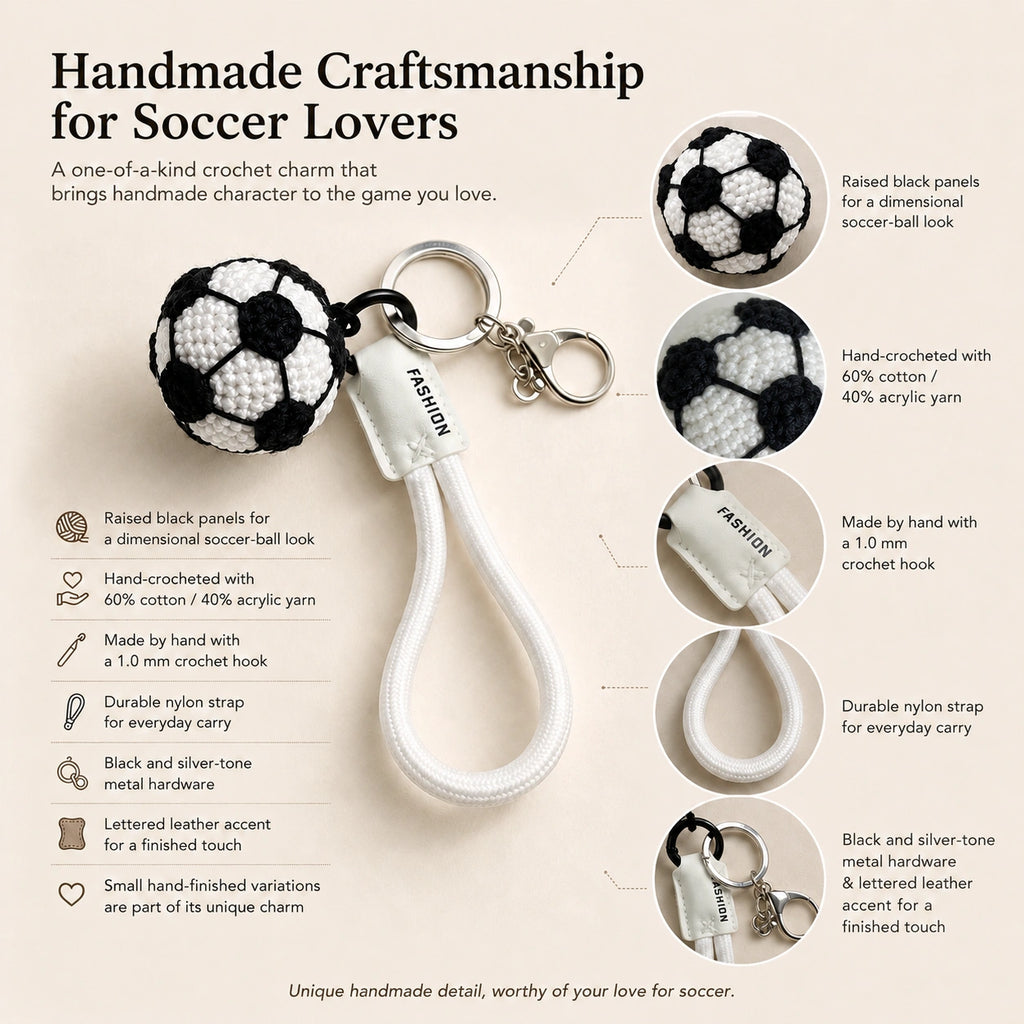 Handmade Crochet Soccer Ball Charm