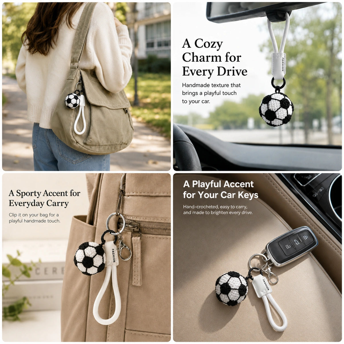 Handmade Crochet Soccer Ball Charm