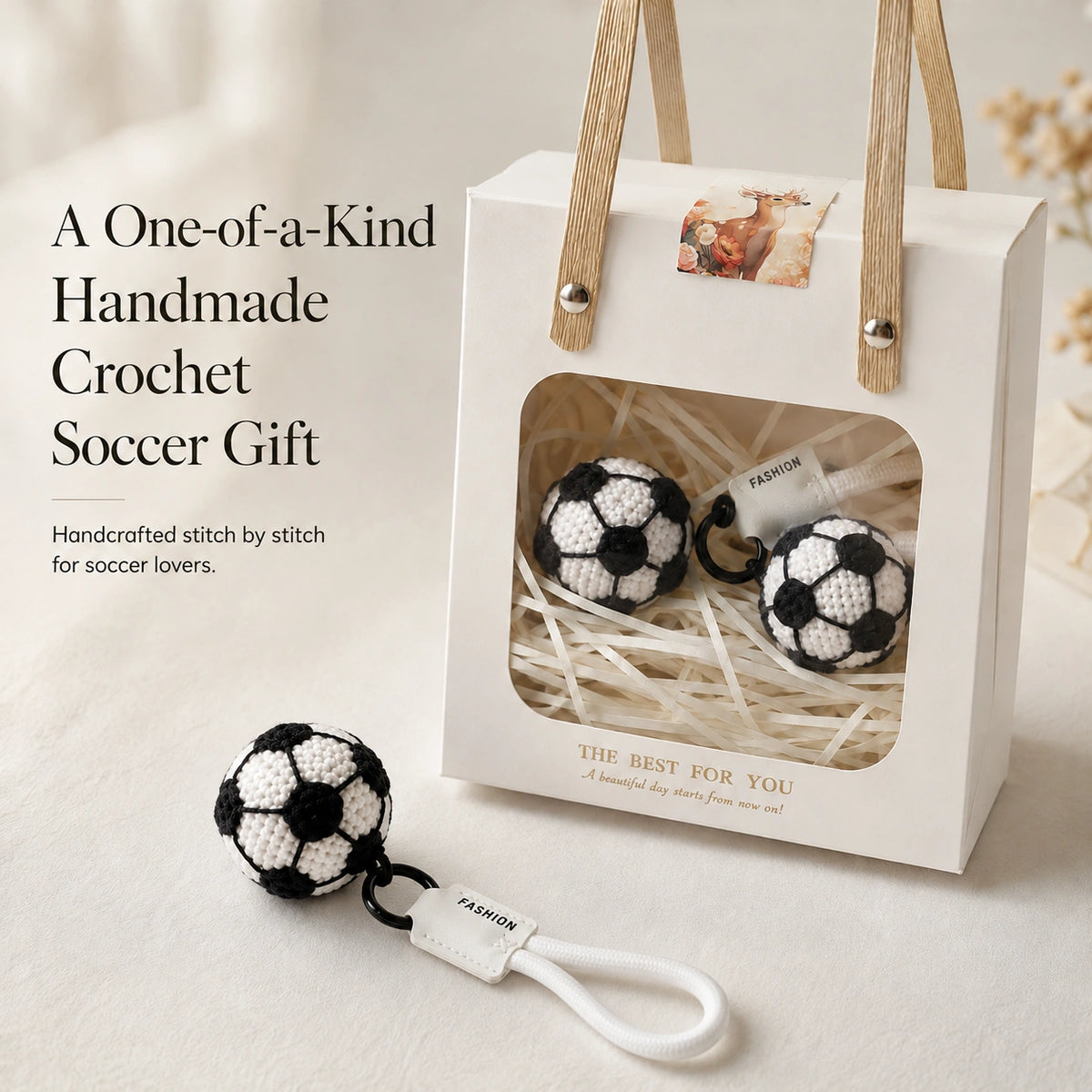 Handmade Crochet Soccer Ball Charm
